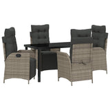 Garden Dining Set with Cushion 5 pcs Grey Poly Rattan - Front View