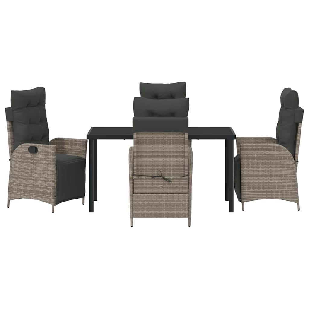 Garden Dining Set with Cushion 5 pcs Grey Poly Rattan