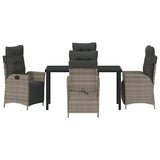 Garden Dining Set with Cushion 5 pcs Grey Poly Rattan - Close-Up Angle