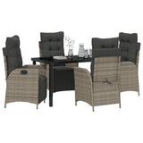 Garden Dining Set with Cushion 5 pcs Grey Poly Rattan