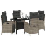 Garden Dining Set 5 pcs Grey Poly Rattan