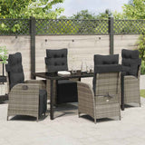 Garden Dining Set with Cushion 5 pcs Grey Poly Rattan