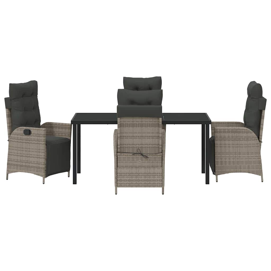 Garden Dining Set with Cushion 5 pcs Grey Poly Rattan