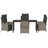 Garden Dining Set with Cushion 5 pcs Grey Poly Rattan - Close-Up Angle