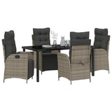 Garden Dining Set with Cushion 5 pcs Grey Poly Rattan