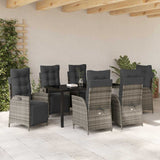 Garden Dining Set with Cushion 7 pcs Grey Poly Rattan - Top-Down View