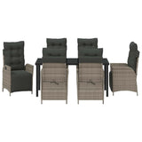 Garden Dining Set with Cushion 7 pcs Grey Poly Rattan - Close-Up Angle