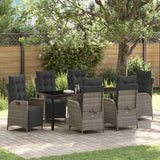 Garden Dining Set with Cushion 7 pcs Grey Poly Rattan