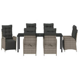 Garden Dining Set with Cushion 7 pcs Grey Poly Rattan