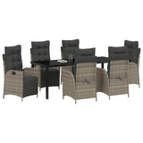 Garden Dining Set with Cushion 7 pcs Grey Poly Rattan