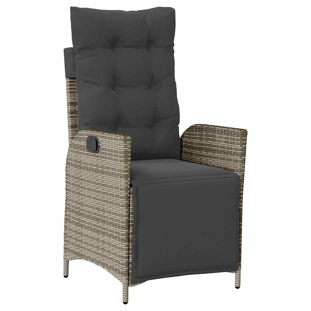 Garden Dining Set with Cushion 9 pcs Grey Poly Rattan