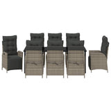 Garden Dining Set with Cushion 9 pcs Grey Poly Rattan