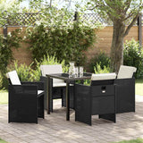 Garden Dining Set 5 pcs Black Poly Rattan
