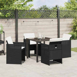 Garden Dining Set 5 pcs Black Poly Rattan - Top-Down View