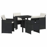 Garden Dining Set 5 pcs Black Poly Rattan - Front View