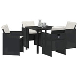 Garden Dining Set 5 pcs Black Poly Rattan - Side View