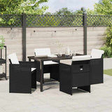Garden Dining Set 5 pcs Black Poly Rattan - Top-Down View
