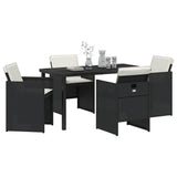 Garden Dining Set 5 pcs Black Poly Rattan - Side View