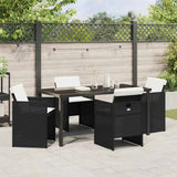 Garden Dining Set 5 pcs Black Poly Rattan - Top-Down View