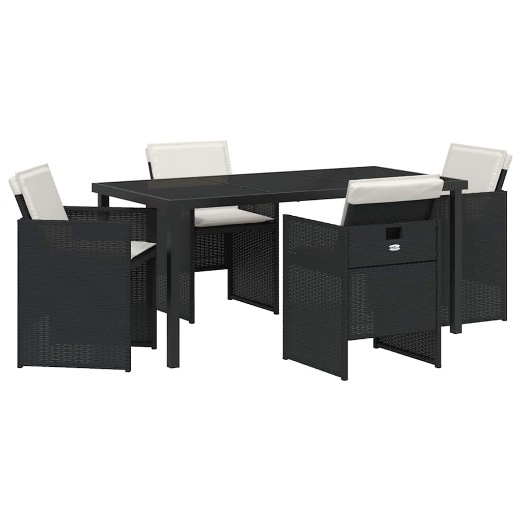 Garden Dining Set 5 pcs Black Poly Rattan