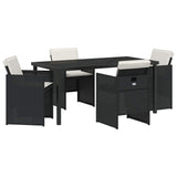 Garden Dining Set 5 pcs Black Poly Rattan - Front View