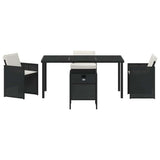 Garden Dining Set 5 pcs Black Poly Rattan - Close-Up Angle