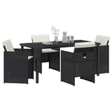 Garden Dining Set 5 pcs Black Poly Rattan - Side View