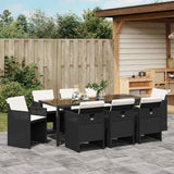Garden Dining Set 9 pcs Black Poly Rattan - Top-Down View