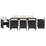 Garden Dining Set 9 pcs Black Poly Rattan - Close-Up Angle