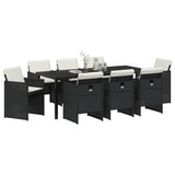 Garden Dining Set 9 pcs Black Poly Rattan - Side View