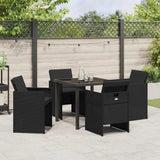 Garden Dining Set 5 pcs Black Poly Rattan - Top-Down View