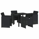 Garden Dining Set 5 pcs Black Poly Rattan - Front View