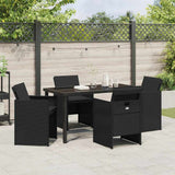 Garden Dining Set 5 pcs Black Poly Rattan - Top-Down View