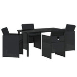 Garden Dining Set 5 pcs Black Poly Rattan - Front View