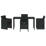 Garden Dining Set 5 pcs Black Poly Rattan - Close-Up Angle