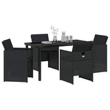 Garden Dining Set 5 pcs Black Poly Rattan - Side View