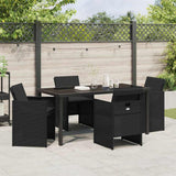 Garden Dining Set 5 pcs Black Poly Rattan - Top-Down View