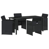 Garden Dining Set 5 pcs Black Poly Rattan - Front View