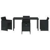 Garden Dining Set 5 pcs Black Poly Rattan - Close-Up Angle