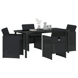Garden Dining Set 5 pcs Black Poly Rattan - Side View