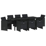 Garden Dining Set 9 pcs Black Poly Rattan