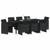 Garden Dining Set 9 pcs Black Poly Rattan