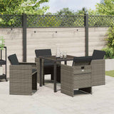 Garden Dining Set 5 pcs Grey Poly Rattan - Top-Down View