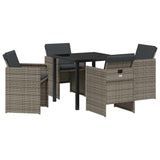 Garden Dining Set 5 pcs Grey Poly Rattan - Front View