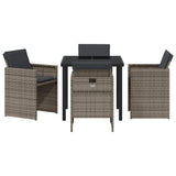 Garden Dining Set 5 pcs Grey Poly Rattan - Close-Up Angle