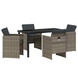 Garden Dining Set 5 pcs Grey Poly Rattan - Front View