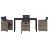 Garden Dining Set 5 pcs Grey Poly Rattan - Close-Up Angle