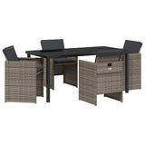 Garden Dining Set 5 pcs Grey Poly Rattan - Front View