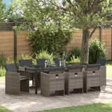 Garden Dining Set 9 pcs Grey Poly Rattan