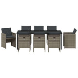 Garden Dining Set 9 pcs Grey Poly Rattan - Close-Up Angle